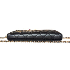 CHANEL Black Quilted Leather Lucky Charms 2.55 Reissue Zip Wallet Chanel