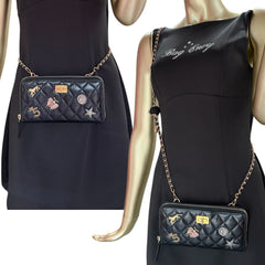 CHANEL Black Quilted Leather Lucky Charms 2.55 Reissue Zip Wallet Chanel