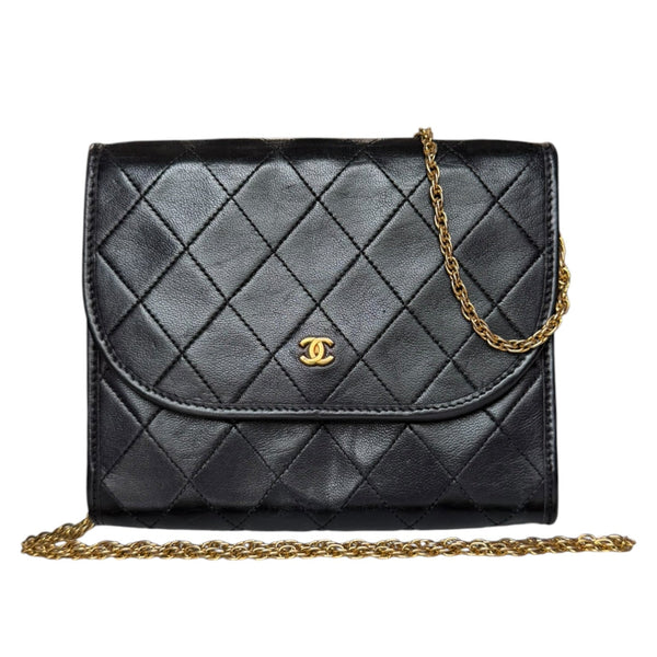 CHANEL Black Quilted Lambskin Chain Bag Chanel