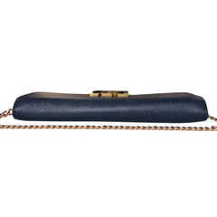 LOUIS VUITTON Navy Blue & Red Taurillon Capucines Leather Wallet with Chain Louis Vuitton