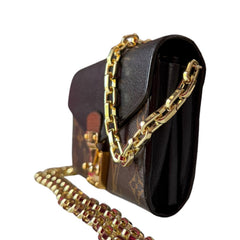 LOUIS VUITTON Black Monogram Portefeuille Pallas Wallet with Chain Louis Vuitton