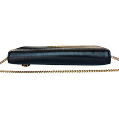 PRADA Black Vitello Move Leather Wallet/Card Holder with Added Chain Prada