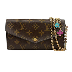 LOUIS VUITTON Monogram/Burgundy Sarah Wallet with added Chain/Charm Louis Vuitton