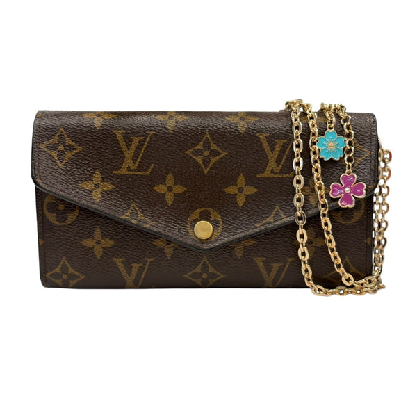 LOUIS VUITTON Monogram/Burgundy Sarah Wallet with added Chain/Charm Louis Vuitton