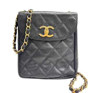 CHANEL Black Caviar Small Matelasse Chain Shoulder Bag Chanel