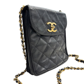 CHANEL Black Caviar Small Matelasse Chain Shoulder Bag Chanel