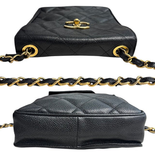 CHANEL Black Caviar Small Matelasse Chain Shoulder Bag Chanel