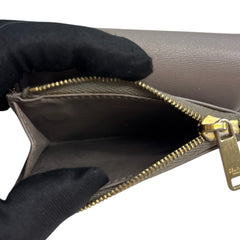 CELINE Taupe Leather Compact Trifold Wallet/Card Holder with Adjustable Chain Celine