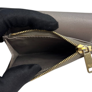 CELINE Taupe Leather Compact Trifold Wallet/Card Holder with Adjustable Chain Celine