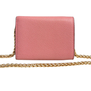 DIOR Saddle Pink Leather Compact Wallet on Adjustable Chain Dior