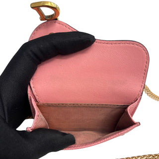 DIOR Saddle Pink Leather Compact Wallet on Adjustable Chain Dior