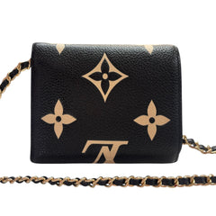 LOUIS VUITTON Leather Giant Empreinte Monogram Compact Wallet with Chain Louis Vuitton