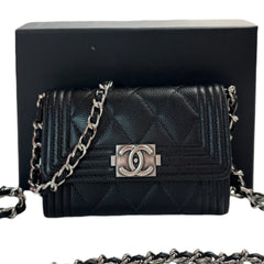 CHANEL Black Caviar Boy Card Case Chanel