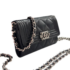 CHANEL Black Caviar Boy Card Case Chanel