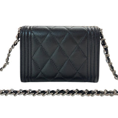 CHANEL Black Caviar Boy Card Case Chanel