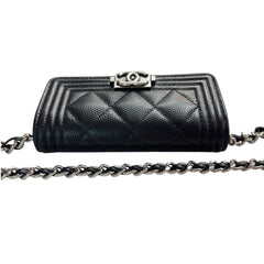 CHANEL Black Caviar Boy Card Case Chanel