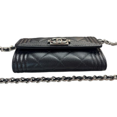 CHANEL Black Caviar Boy Card Case Chanel
