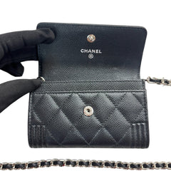 CHANEL Black Caviar Boy Card Case Chanel