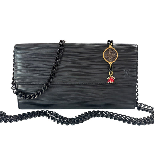 LOUIS VUITTON Black Epi Leather Sarah Wallet with Chain Louis Vuitton