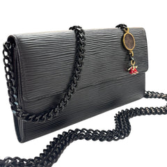 LOUIS VUITTON Black Epi Leather Sarah Wallet with Chain Louis Vuitton