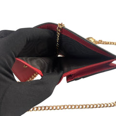 GUCCI GG Supreme Cherry Compact Wallet with Adjustable Chain Gucci