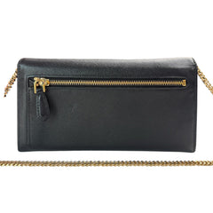PRADA Black Saffiano Leather Wallet/Card Holder with Chain Prada