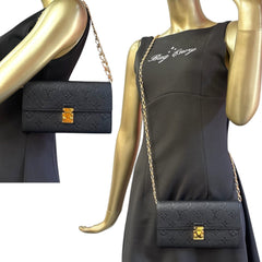 LOUIS VUITTON Black Empreinte Leather Metis Wallet with Chain Louis Vuitton