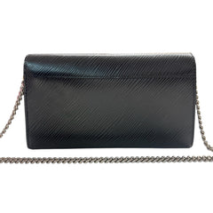 LOUIS VUITTON Black Epi Leather Twist Wallet with Chain Louis Vuitton