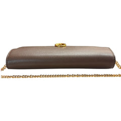 FENDI Taupe Grained Calfskin Leather Continental Wallet Fendi