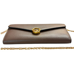 FENDI Taupe Grained Calfskin Leather Continental Wallet Fendi