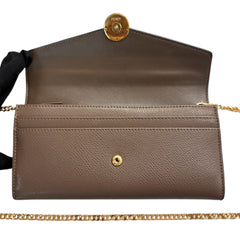 FENDI Taupe Grained Calfskin Leather Continental Wallet Fendi