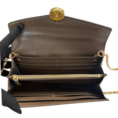 FENDI Taupe Grained Calfskin Leather Continental Wallet Fendi