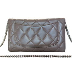 CHANEL Taupe Lambskin Classic Flap Trifold Wallet SHW Chanel