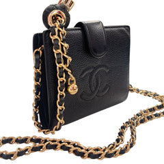 CHANEL Black Caviar Leather Timeless Compact Wallet Chanel