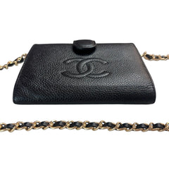 CHANEL Black Caviar Leather Timeless Compact Wallet Chanel