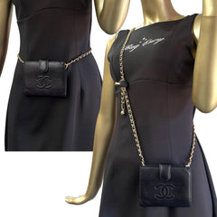 CHANEL Black Caviar Leather Timeless Compact Wallet Chanel