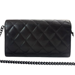 CHANEL Black Lambskin CC Diagonal Full Flap Wallet Chanel