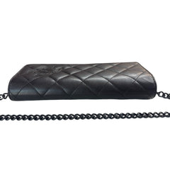 CHANEL Black Lambskin CC Diagonal Full Flap Wallet Chanel