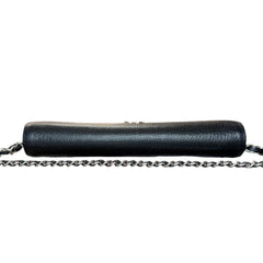 CHANEL Black Grained Calfskin Ski Motif Long Flap Wallet Chanel