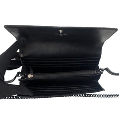 CHANEL Black Lambskin CC Diagonal Full Flap Wallet Chanel