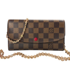 LOUIS VUITTON Damier Ebene/Red Emile Wallet with Chain Louis Vuitton