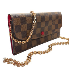 LOUIS VUITTON Damier Ebene/Red Emile Wallet with Chain Louis Vuitton