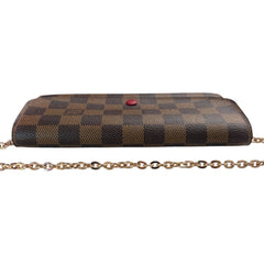 LOUIS VUITTON Damier Ebene/Red Emile Wallet with Chain Louis Vuitton