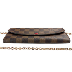 LOUIS VUITTON Damier Ebene/Red Emile Wallet with Chain Louis Vuitton