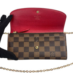 LOUIS VUITTON Damier Ebene/Red Emile Wallet with Chain Louis Vuitton