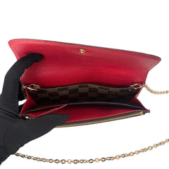 LOUIS VUITTON Damier Ebene/Red Emile Wallet with Chain Louis Vuitton