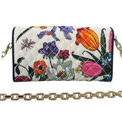 GUCCI Flora Horsebit Canvas Wallet with Crossbody Chain Gucci