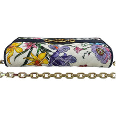 GUCCI Flora Horsebit Canvas Wallet with Crossbody Chain Gucci