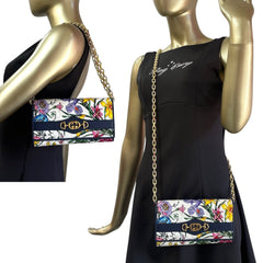 GUCCI Flora Horsebit Canvas Wallet with Crossbody Chain Gucci