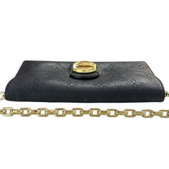 LOUIS VUITTON Black Leather Mahina Amelia Wallet with Chain Louis Vuitton